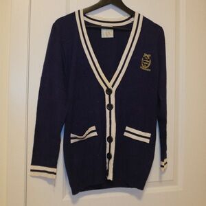 Navy Blue school uniform Women's Sweater with White Trim